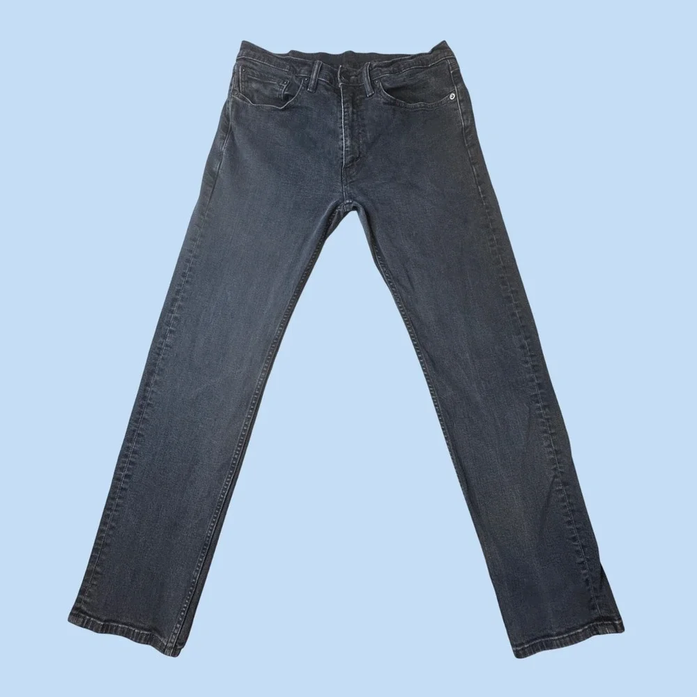 Levi's 505 Jeans Mens 34x34 (33x31) Black Regular Fit Straight Leg Stretch Denim